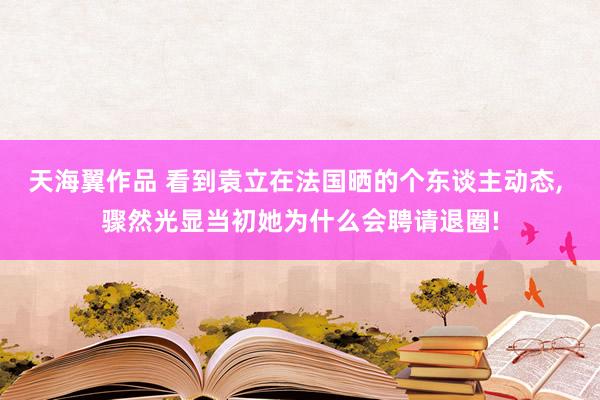 天海翼作品 看到袁立在法国晒的个东谈主动态， 骤然光显当初她为什么会聘请退圈!